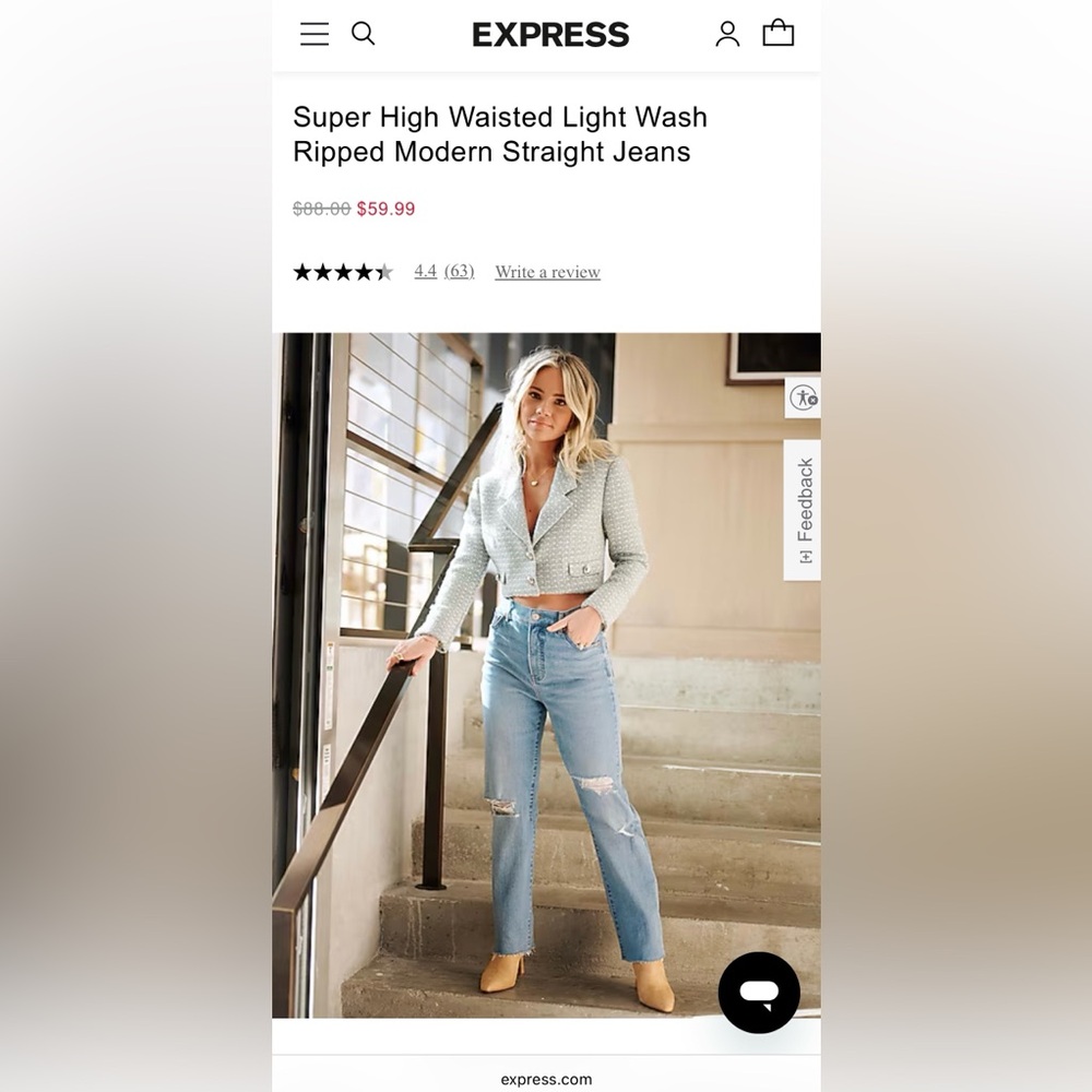 Express Modern Straight Super High Rise Denim Jeans | 6R